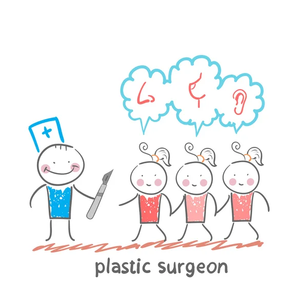 Chirurgien plastique patients — Image vectorielle