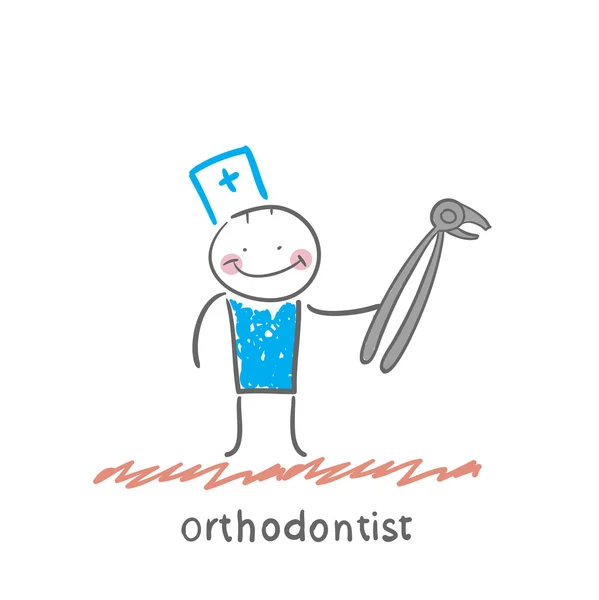 Orthodontiste avec un outil — Image vectorielle