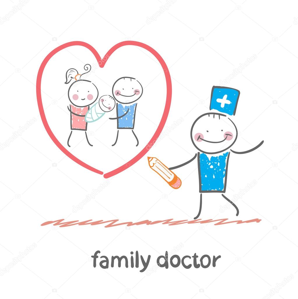 Family doctor draws a heart