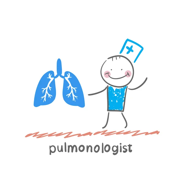 Pulmonólogo y pulmones — Vector de stock