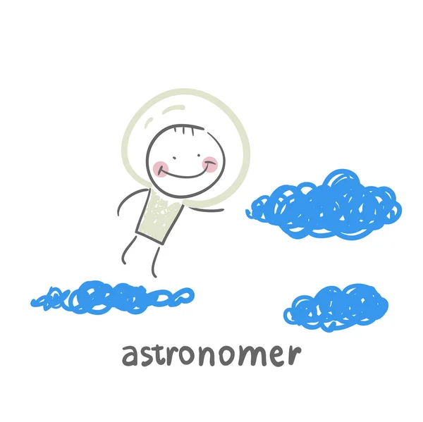 Astronoom vliegen in de sterren — Stockvector