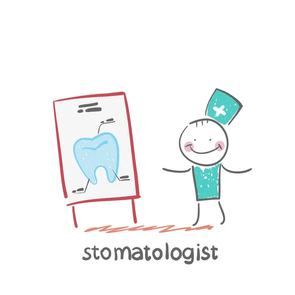 Stomatologist zegt een presentatie — Stockvector