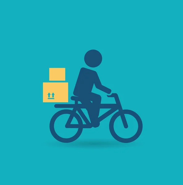Courier monta um ícone de bicicleta — Vetor de Stock