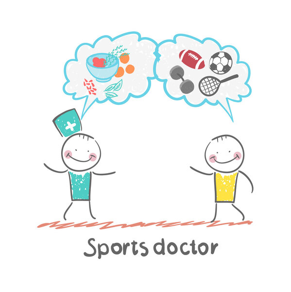 Спортивный врач говорит с человеком
