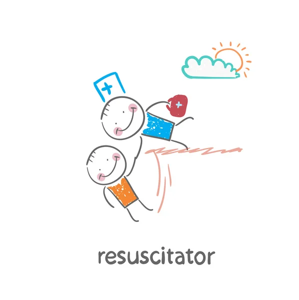 Resuscitator ve hasta — Stok Vektör