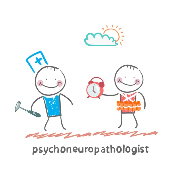Psychoneuropathologist  and  man with a bomb — Stock Vector