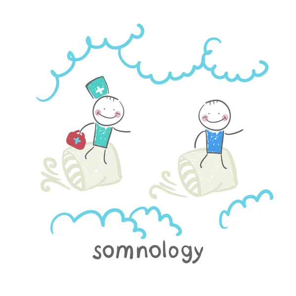 Somnology 飞在坐垫 — 图库矢量图片