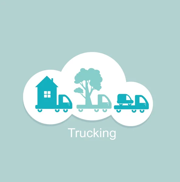 Trucking houses, cars — Stock Vector