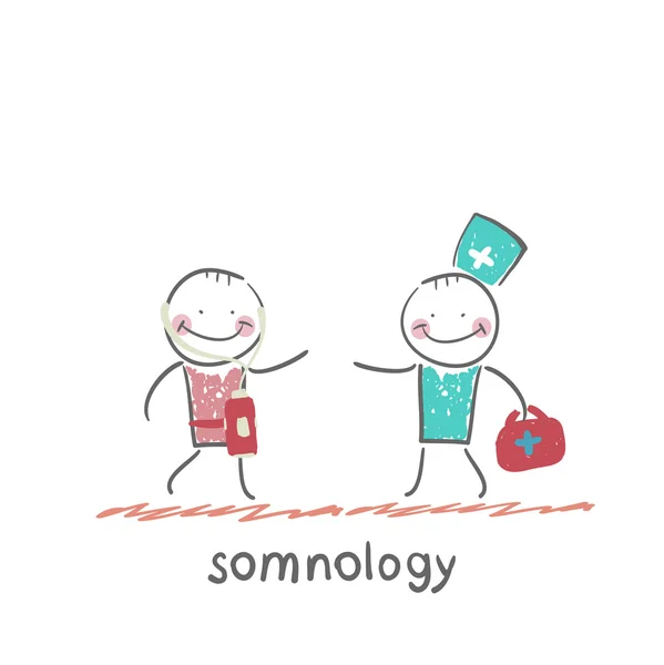 治疗病人 somnology — 图库矢量图片