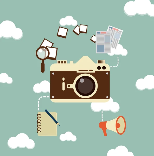 Journalist photographs — Stock Vector