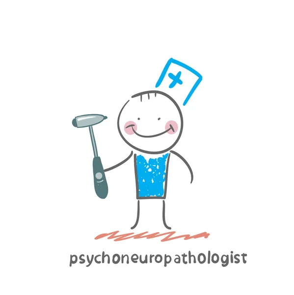 Psychoneuropathologist  with a hammer — Stock Vector