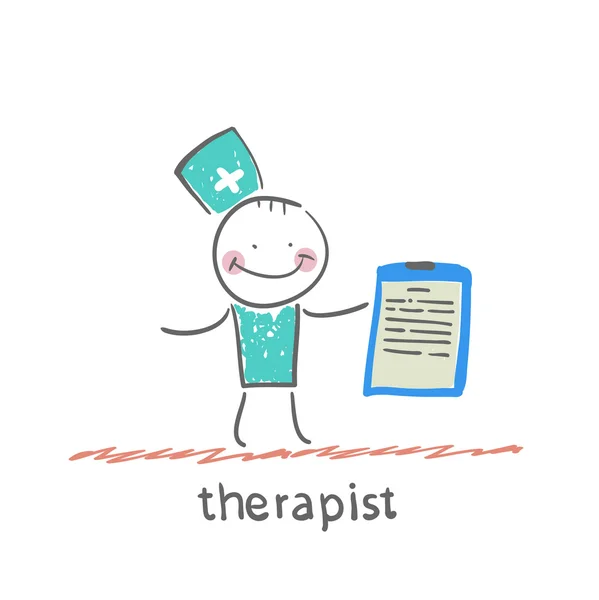 Therapist holding folder in hand — Stock Vector