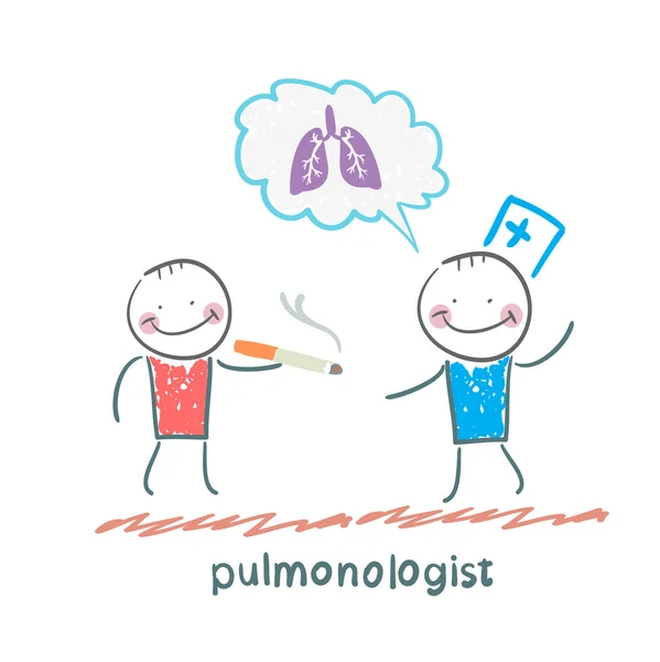 Un pneumologue dit patient pulmonaire — Image vectorielle