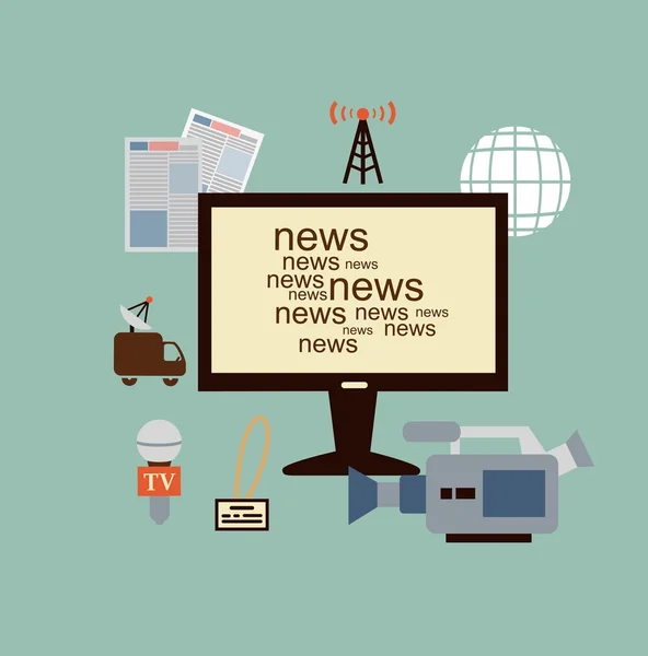 Periodista dice noticias de TV — Vector de stock