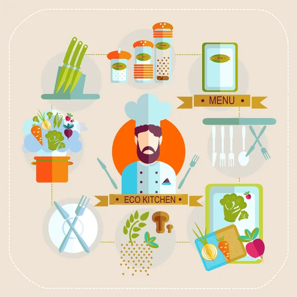 Cocinar pastelería culinaria chef — Vector de stock