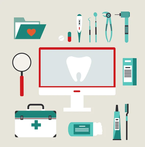 Illustrazione dentista desktop — Vettoriale Stock