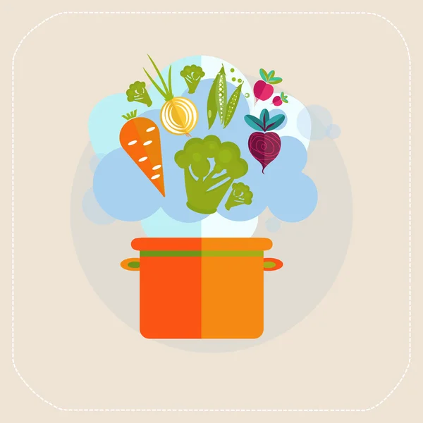 Pan and vegetables icon — Stock Vector