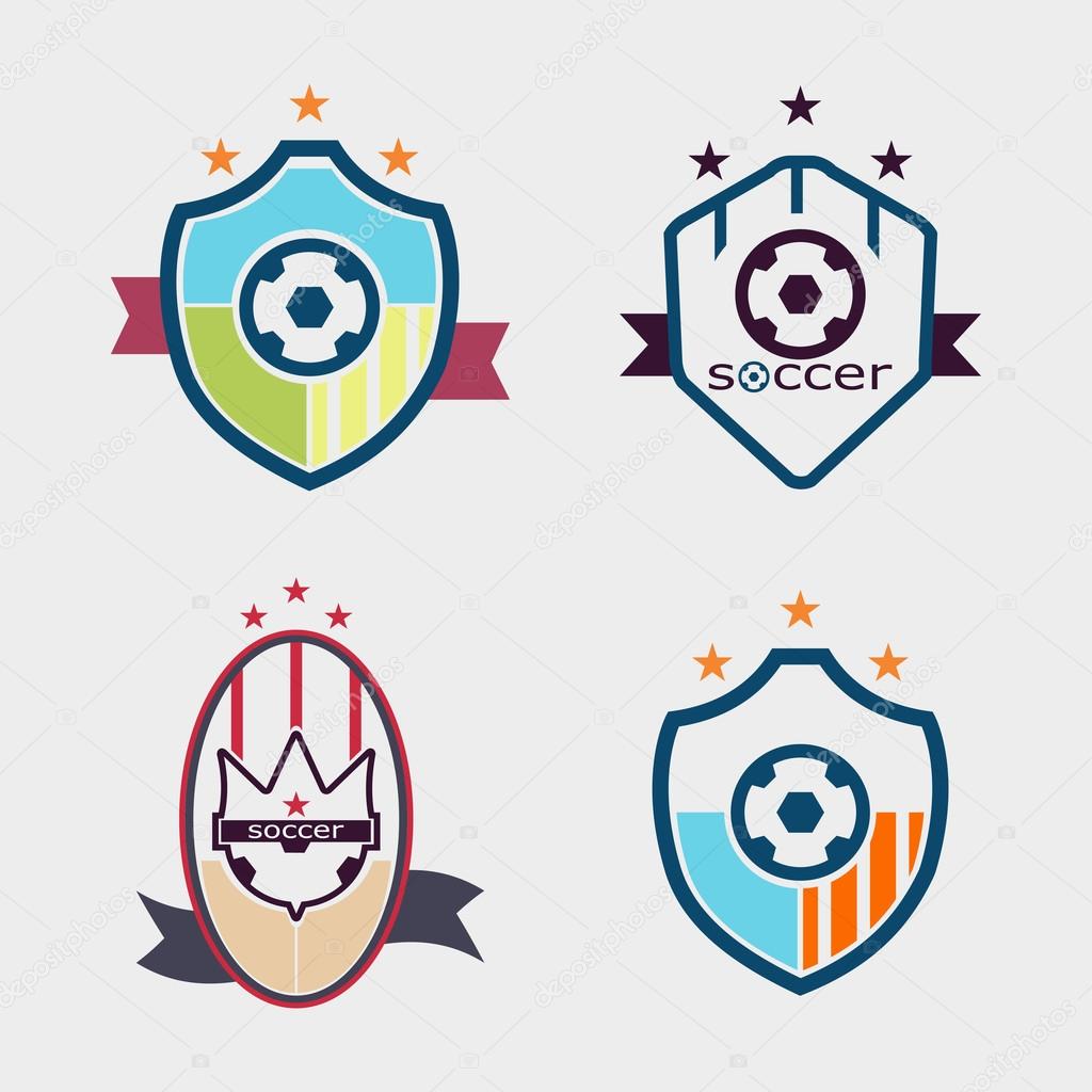 Set of soccer football crests and logo emblem designs