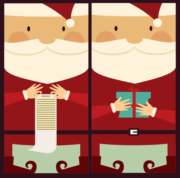 Santa Clauses with  list of good names — Stock Vector