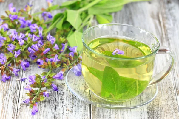 Glass of sage herbal tea — Stock Photo, Image