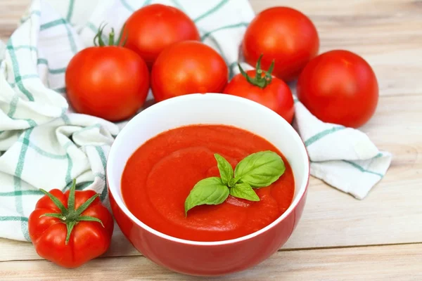 Ketchup de tomate en tazón rojo —  Fotos de Stock