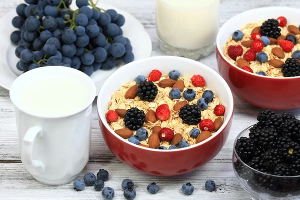 Hälsosam hemlagad gröt frukost — Stockfoto