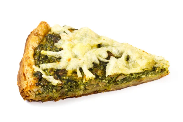 Piece of traditional greek spinach pie with goat cheese — Stock Photo, Image