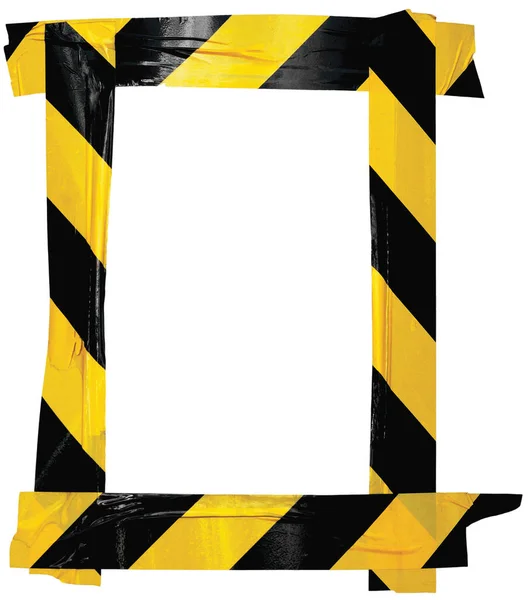 Amarelo Preto Cuidado Aviso Barricada Tape Notice Sign Frame Fundo — Fotografia de Stock