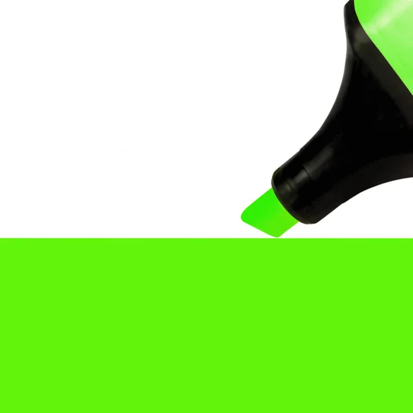 Bright Electric Fluorescent Neon Green Felt Tip Pen Marker Painting — Stock Photo, Image