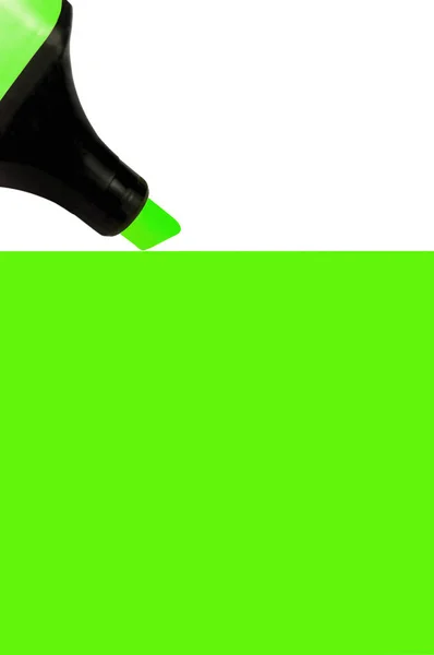 Bright Electric Fluorescent Neon Green Felt Tip Pen Marker Painting — Stock Photo, Image