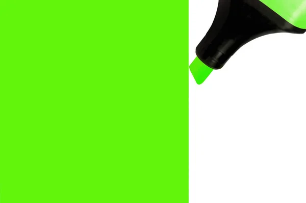 Bright Electric Fluorescent Neon Green Felt Tip Pen Marker Painting — Stock Photo, Image