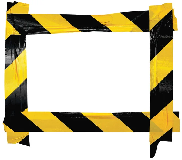 Amarelo Preto Cuidado Aviso Barricada Tape Notice Sign Frame Fundo — Fotografia de Stock