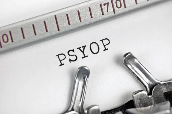 Psychological Operations Acronym Psyop Text Macro Closeup Typewriter Typed Behavior — Stock Photo, Image