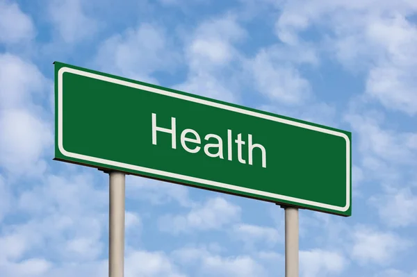 Health Care Concept Green Signpost Name Road Sign White Text — Stock Photo, Image