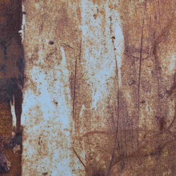 Eski Açık Mavi Boyalı Paslı Paslı Paslı Demir Çerçeve Arka — Stok fotoğraf