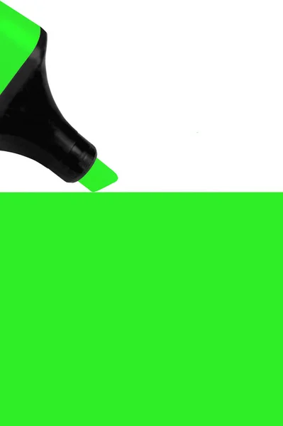 Luminoso Elettrico Fluorescente Neon Verde Pennarello Pennarello Evidenziatore Pittura Grande — Foto Stock