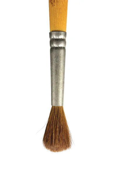 Pincel, aislado viejo usado ardilla pintura cepillo cerdas naturales del pelo macro primer plano, vertical — Foto de Stock