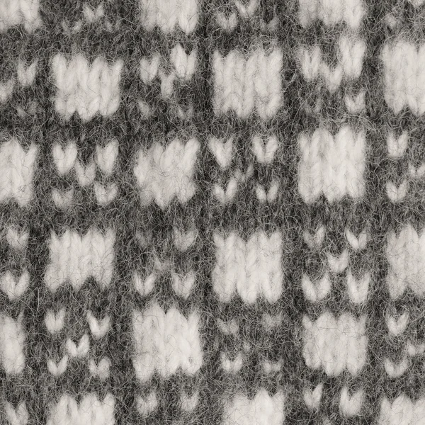 灰色的中华绒螯蟹背景，灰色白色纹理羊毛手套图案针织温暖羊毛冬季露指手套细节，大型立式老式质地细致的宏特写 — 图库照片