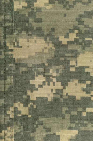 Universal kamouflage mönster armé combat uniform digital camo dubbel tråd söm Usa militära Acu makro närbild rip-stop tyg textur bakgrund, grön, öken tan, urban Nyco, nylon bomull vertikal — Stockfoto