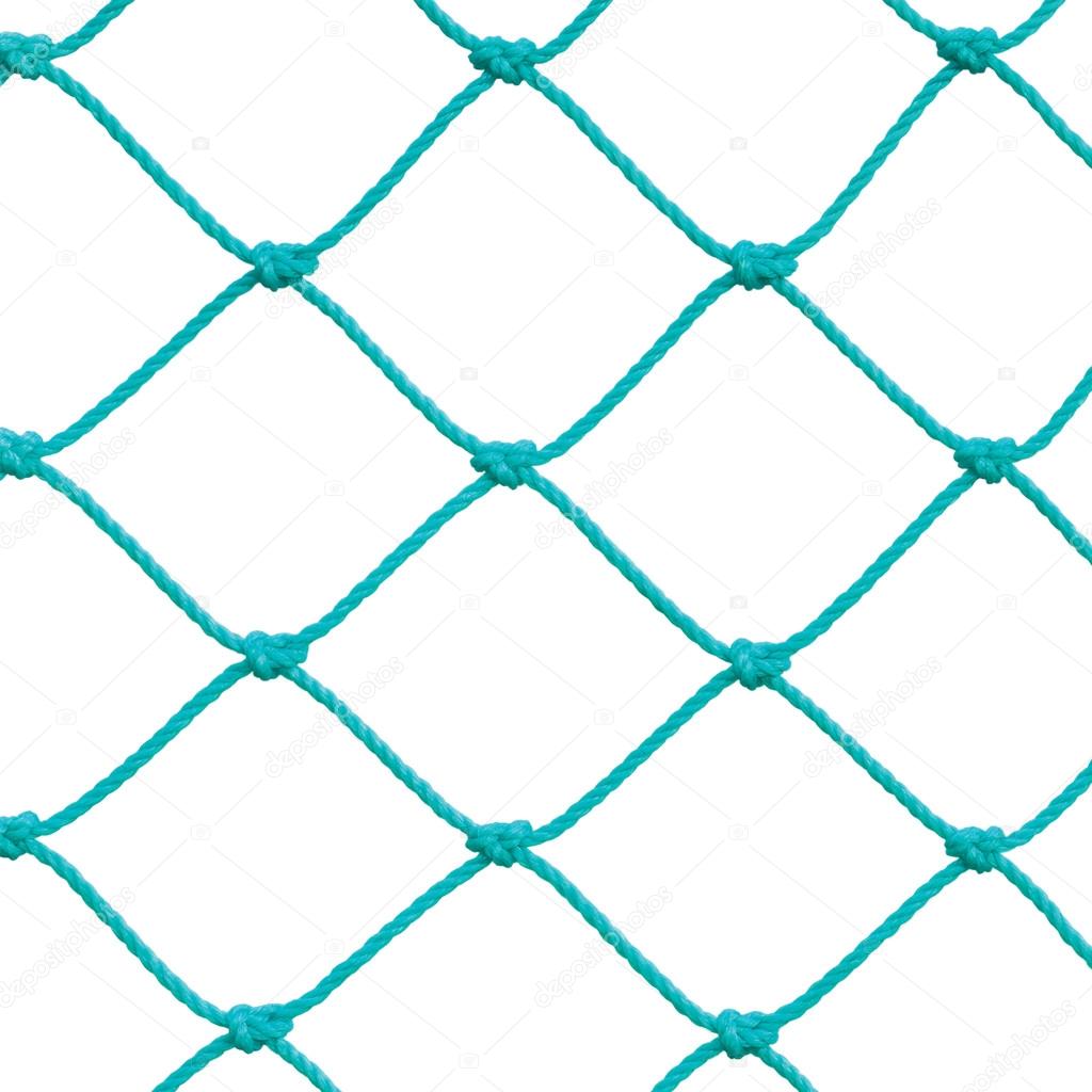 Soccer Football Goal Post Set Net Rope Detail, New Green Goalnet Netting Ropes Knots Pattern, Macro Closeup, Isolated Large Detailed Blank Empty Copy Space Background