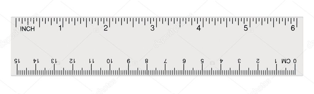 Ruler plastic transparent isolated on white background, with