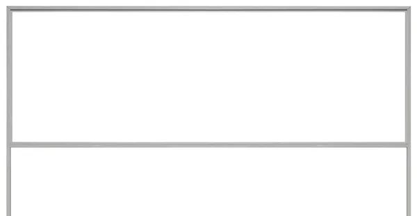 ホワイト メタル広告看板看板看板分離空空沿道広告看板矩形コピー スペース、大きな長方形水平灰色金属広告のプラカード プレート、灰色標識ポール ポスト背景 — ストック写真