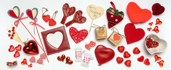 Vari Cuori Accessori Alla Moda Forma Cuore Regali Dolci Colore — Foto Stock