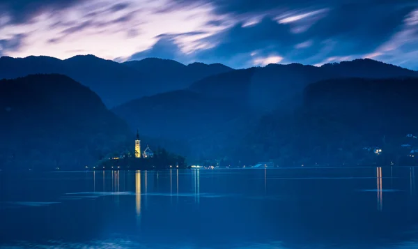 Lake Bled in summer night — Stock Photo, Image