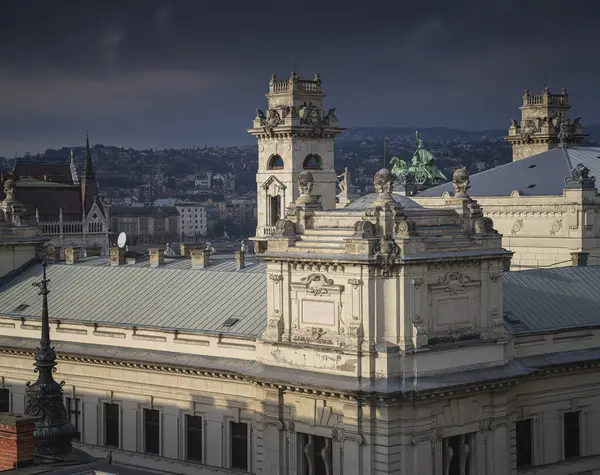 曇りの日に冬のブダペストの屋根 — ストック写真