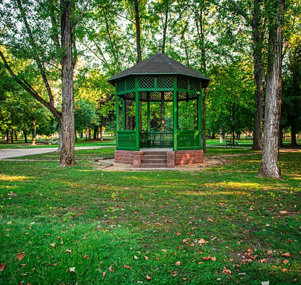 Bonito Pabellón Madera Parque Lago Balaton — Foto de Stock