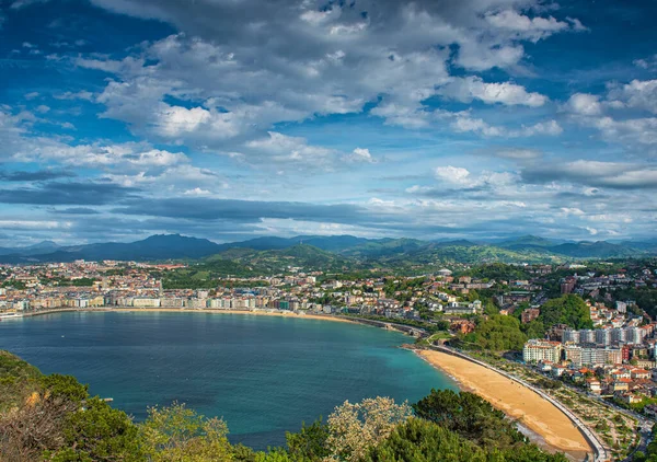 Vista Para Praia San Sebastian Espanha — Fotografia de Stock