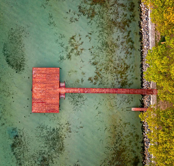 Vista Aerea Sul Molo Sul Lago Balaton — Foto Stock