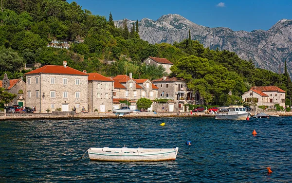 Perast Montenegro August 2019 Kilátás Perast Óvárosára Montenegróra — Stock Fotó
