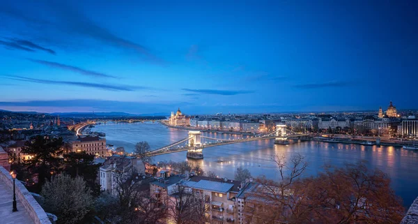 Noční Pohled Budapešť Řetězový Most — Stock fotografie